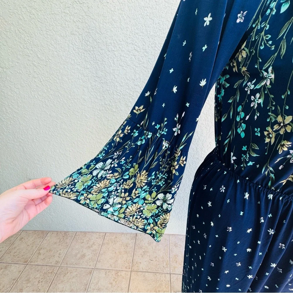 NWT 7 Islands 3X whimsical mermaid blue green floral maxi dress boho plus size - Picture 3 of 12